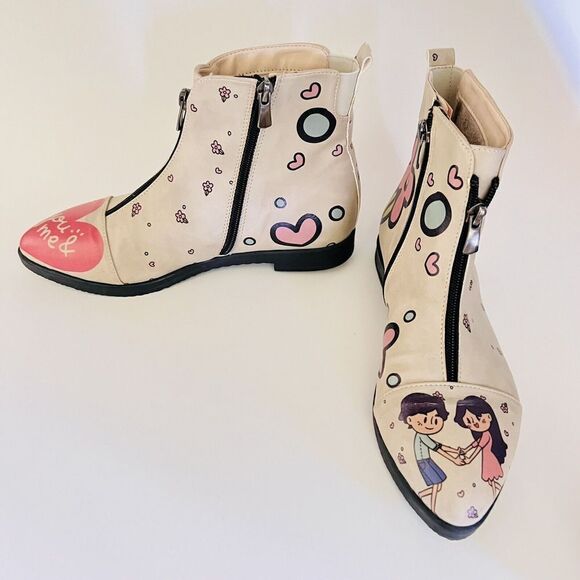 GOBY Women's Size 8.5 EU 39 Sweet Couple Ankle Boots Floral Tan Side Zip $145 - Picture 6 of 16
